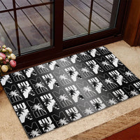 Bula Fiji Rubber Doormat Black Makare Masi Tapa Pattern