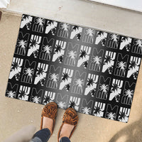 Bula Fiji Rubber Doormat Black Makare Masi Tapa Pattern