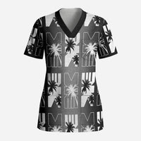 Bula Fiji Scrub Top Black Makare Masi Tapa Pattern