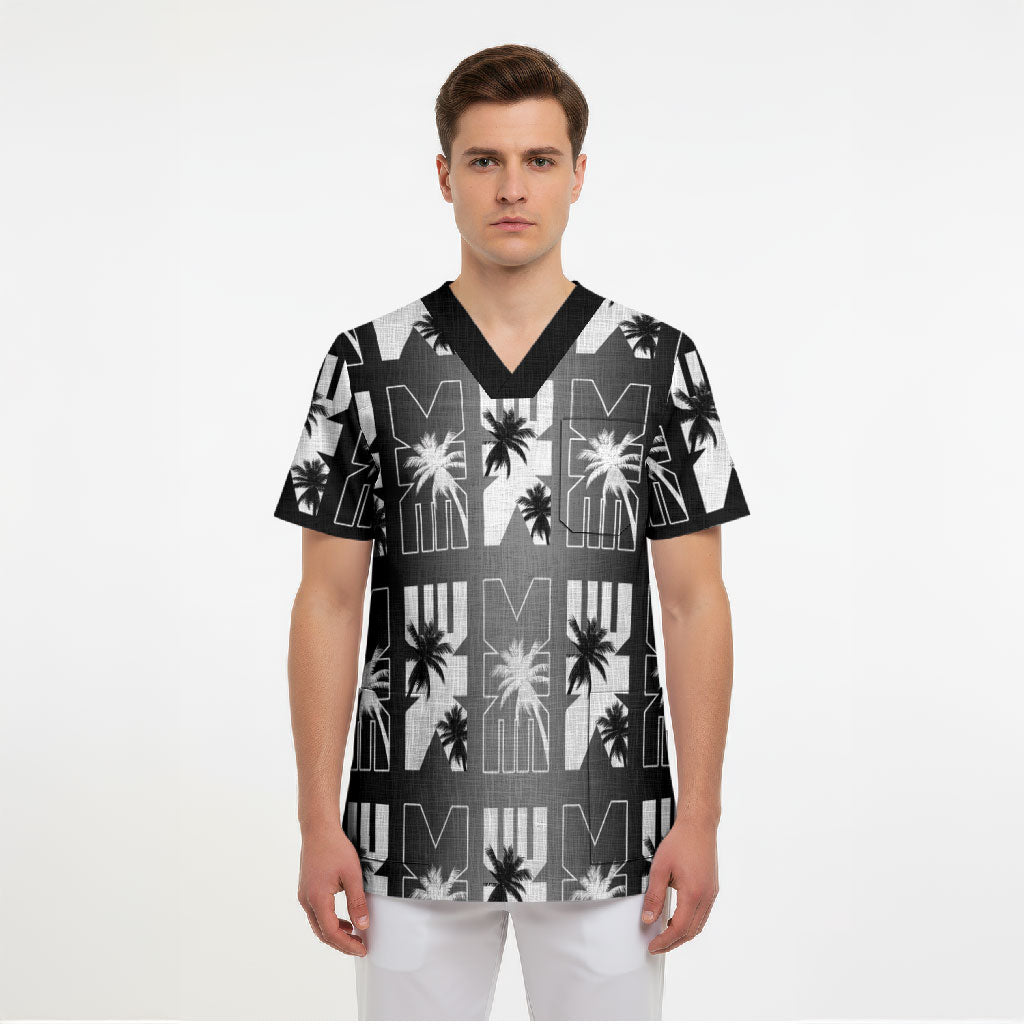 Bula Fiji Scrub Top Black Makare Masi Tapa Pattern
