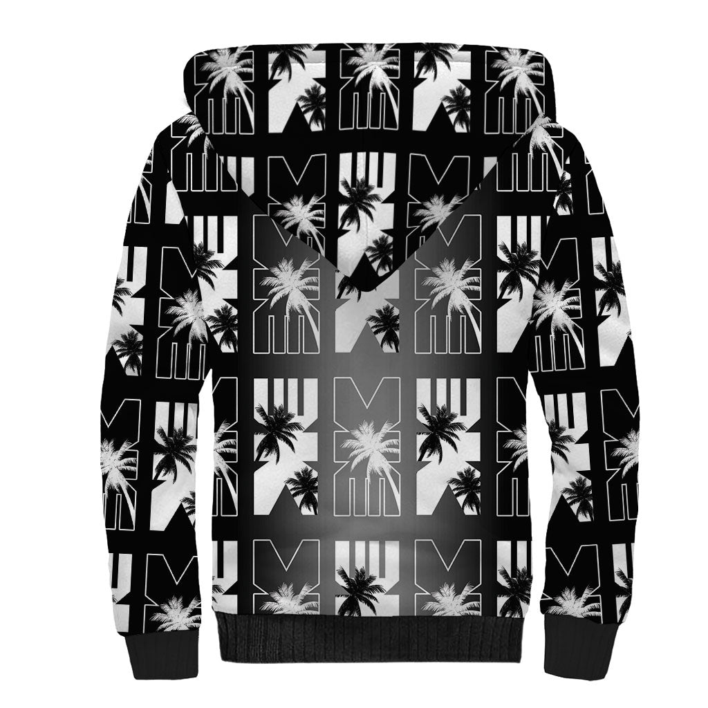 Bula Fiji Sherpa Hoodie Black Makare Masi Tapa Pattern