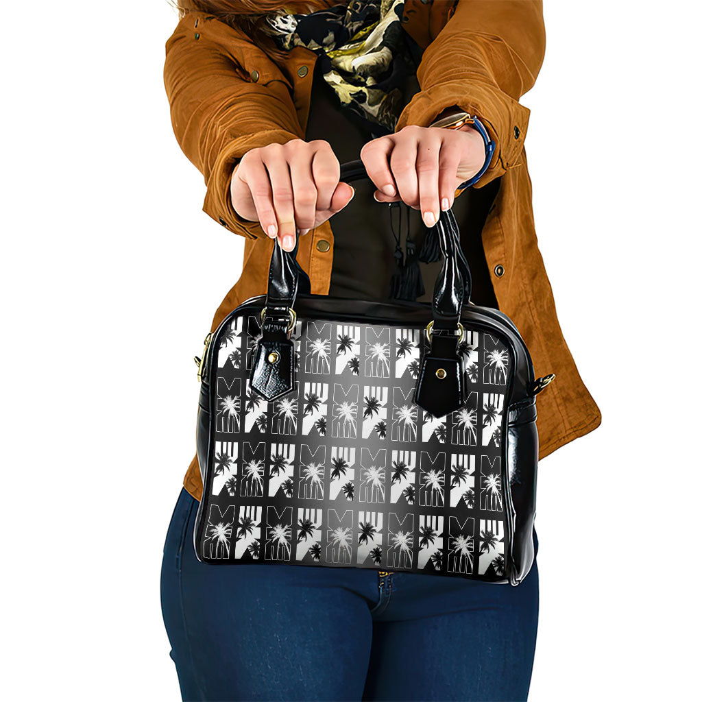 Bula Fiji Shoulder Handbag Black Makare Masi Tapa Pattern