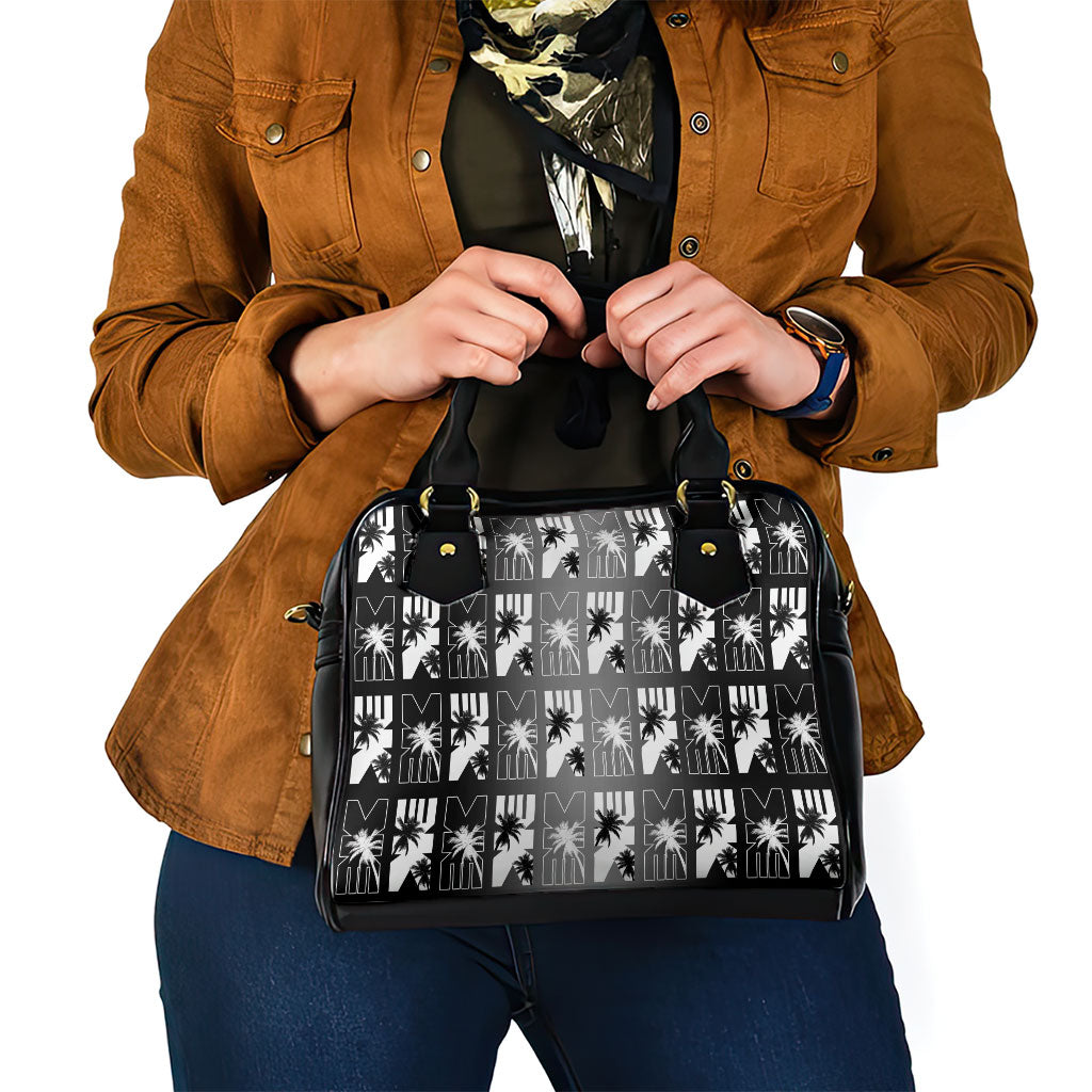 Bula Fiji Shoulder Handbag Black Makare Masi Tapa Pattern
