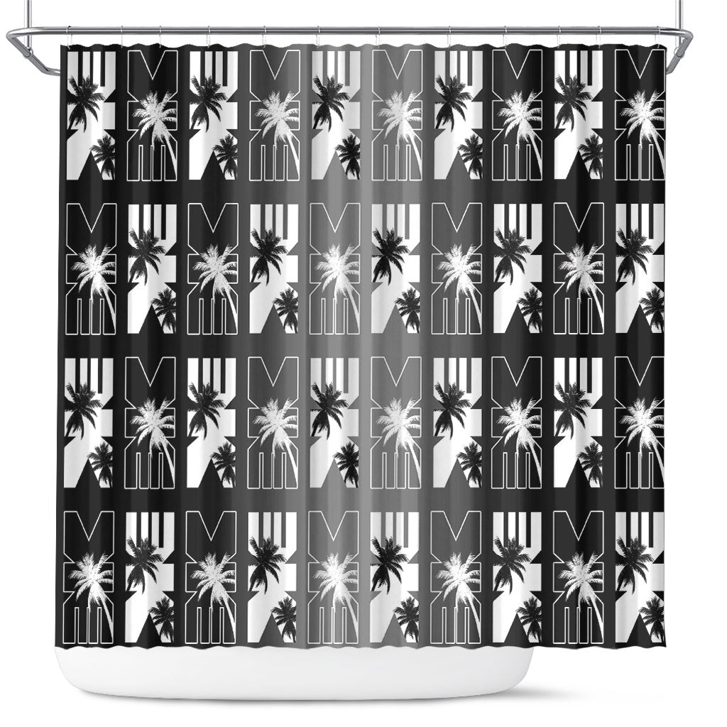 Bula Fiji Shower Curtain Black Makare Masi Tapa Pattern