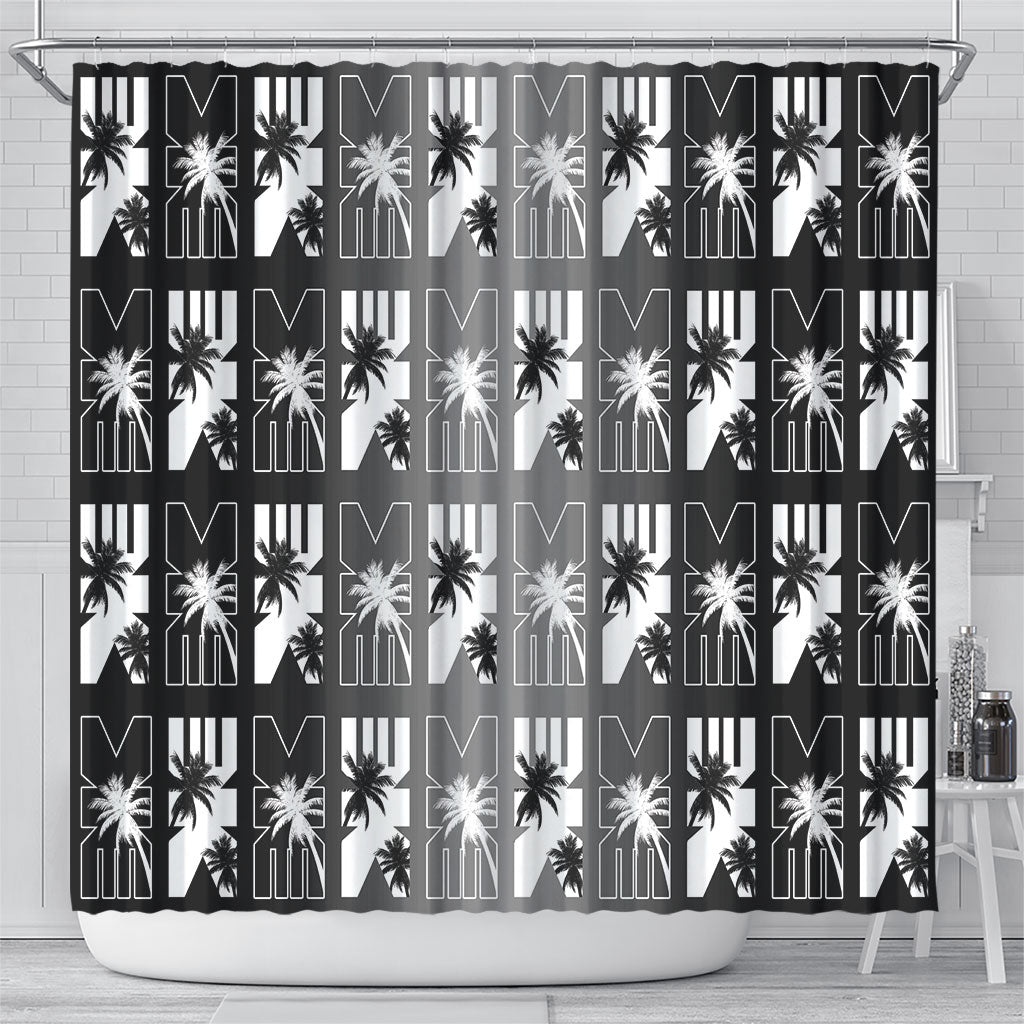 Bula Fiji Shower Curtain Black Makare Masi Tapa Pattern