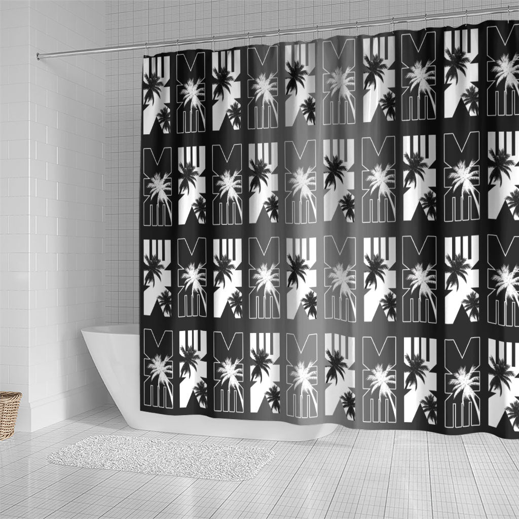 Bula Fiji Shower Curtain Black Makare Masi Tapa Pattern