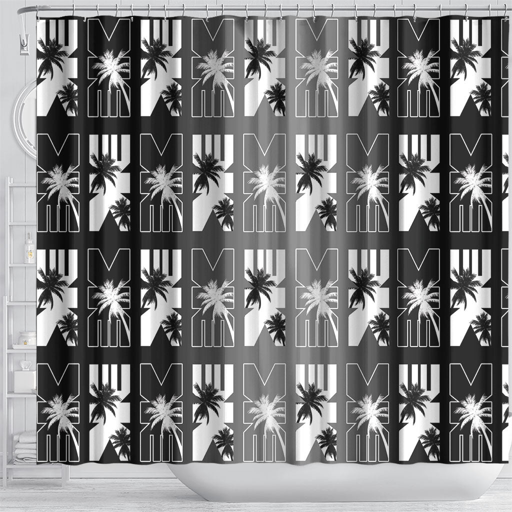 Bula Fiji Shower Curtain Black Makare Masi Tapa Pattern