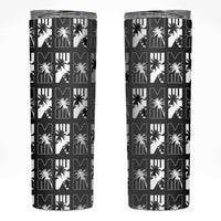 Bula Fiji Skinny Tumbler Black Makare Masi Tapa Pattern