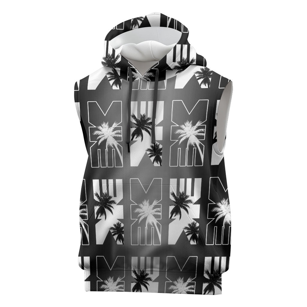 Bula Fiji Sleeveless Hoodie Black Makare Masi Tapa Pattern