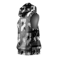 Bula Fiji Sleeveless Hoodie Black Makare Masi Tapa Pattern