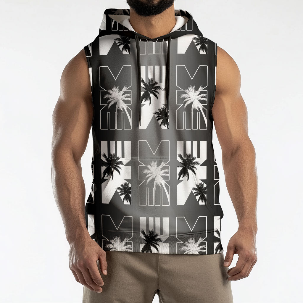 Bula Fiji Sleeveless Hoodie Black Makare Masi Tapa Pattern