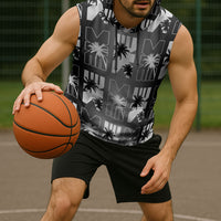 Bula Fiji Sleeveless Hoodie Black Makare Masi Tapa Pattern
