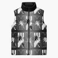 Bula Fiji Sleeveless Puffer Jacket Black Makare Masi Tapa Pattern