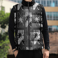 Bula Fiji Sleeveless Puffer Jacket Black Makare Masi Tapa Pattern