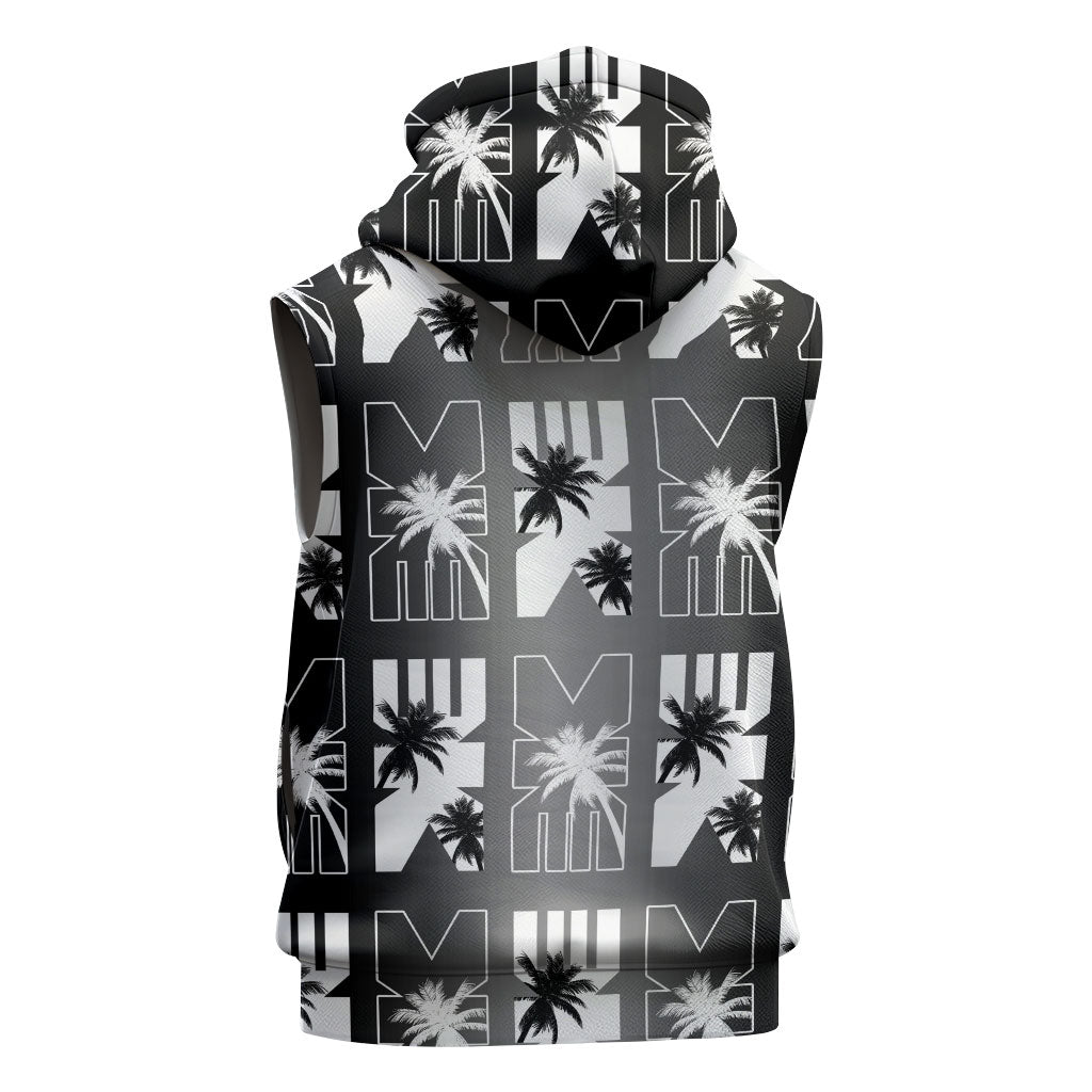 Bula Fiji Sleeveless Zip Hoodie Black Makare Masi Tapa Pattern