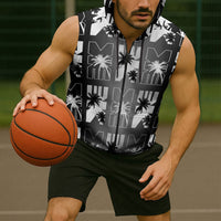 Bula Fiji Sleeveless Zip Hoodie Black Makare Masi Tapa Pattern