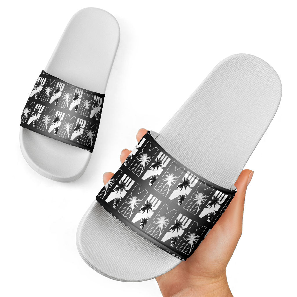 Bula Fiji Slide Sandals Black Makare Masi Tapa Pattern