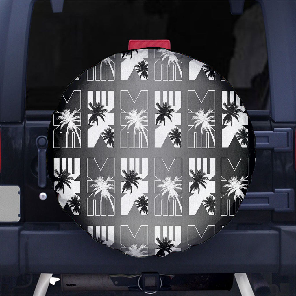 Bula Fiji Spare Tire Cover Black Makare Masi Tapa Pattern