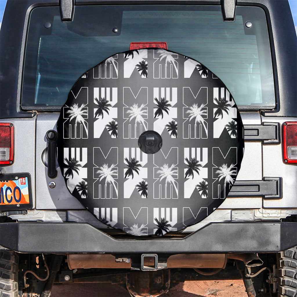 Bula Fiji Spare Tire Cover Black Makare Masi Tapa Pattern