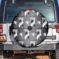 Bula Fiji Spare Tire Cover Black Makare Masi Tapa Pattern