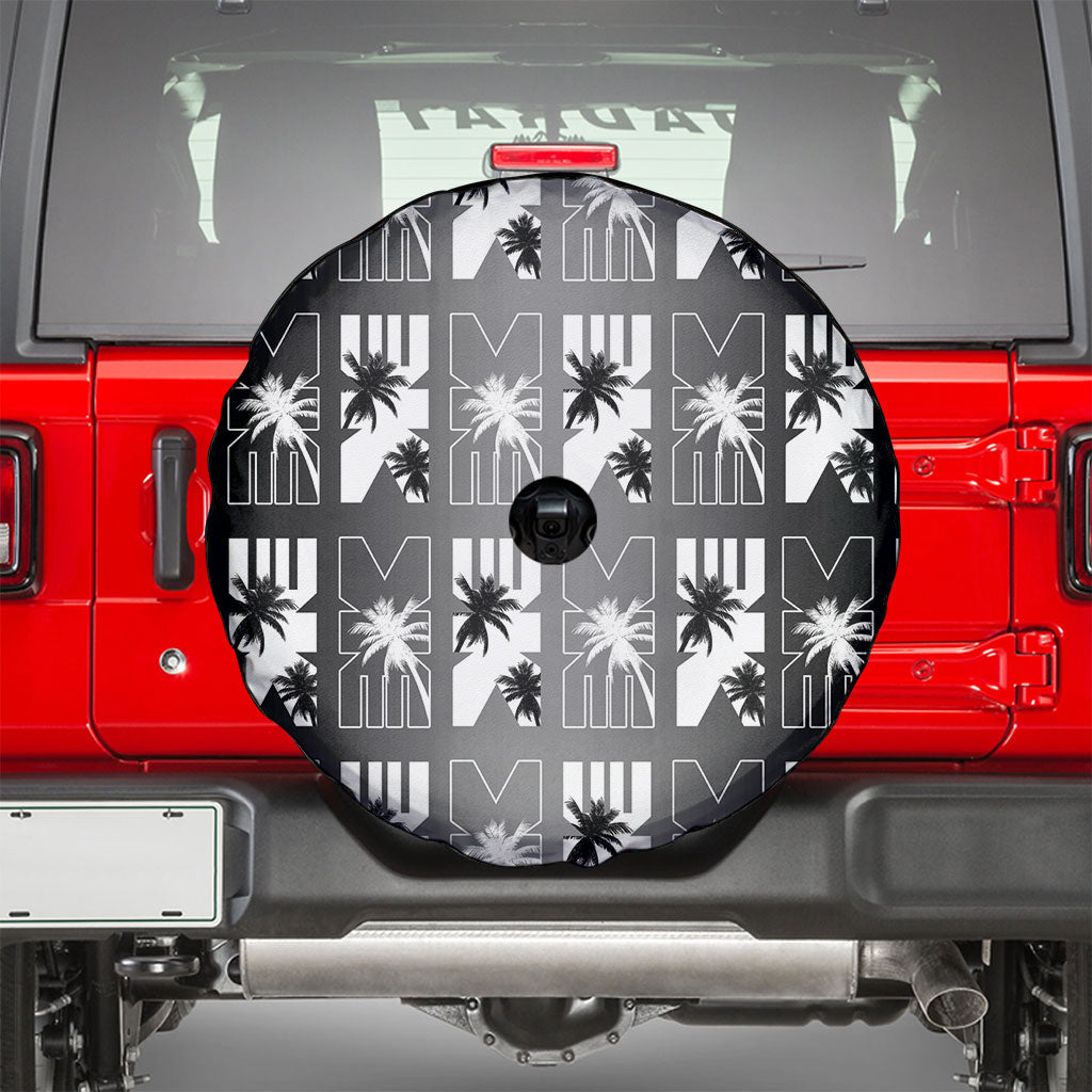 Bula Fiji Spare Tire Cover Black Makare Masi Tapa Pattern