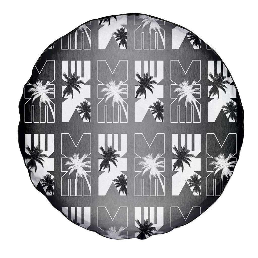 Bula Fiji Spare Tire Cover Black Makare Masi Tapa Pattern