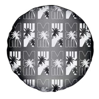Bula Fiji Spare Tire Cover Black Makare Masi Tapa Pattern