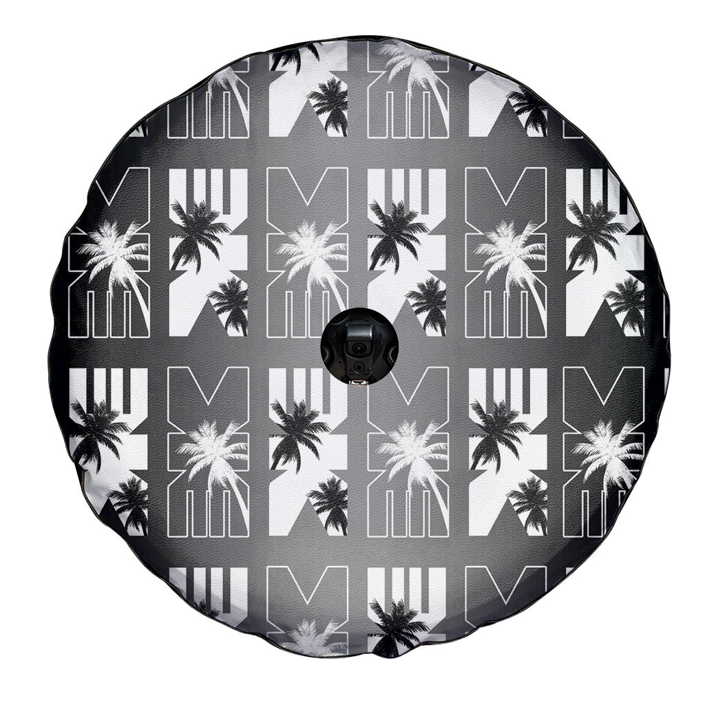 Bula Fiji Spare Tire Cover Black Makare Masi Tapa Pattern