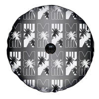 Bula Fiji Spare Tire Cover Black Makare Masi Tapa Pattern