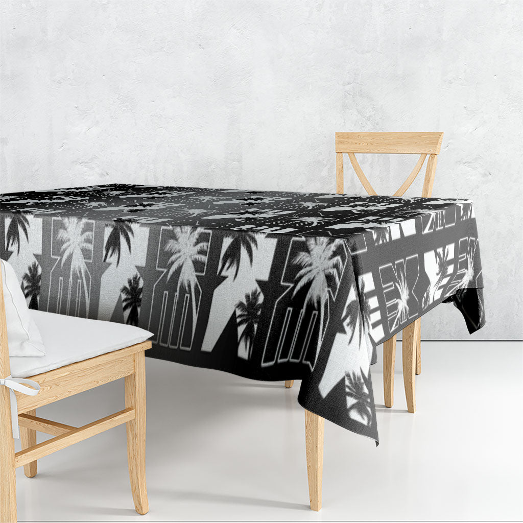Bula Fiji Tablecloth Black Makare Masi Tapa Pattern