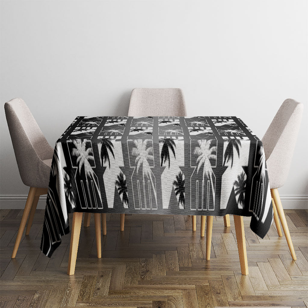 Bula Fiji Tablecloth Black Makare Masi Tapa Pattern