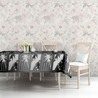 Bula Fiji Tablecloth Black Makare Masi Tapa Pattern