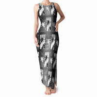 Bula Fiji Tank Maxi Dress Black Makare Masi Tapa Pattern