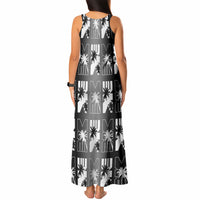Bula Fiji Tank Maxi Dress Black Makare Masi Tapa Pattern