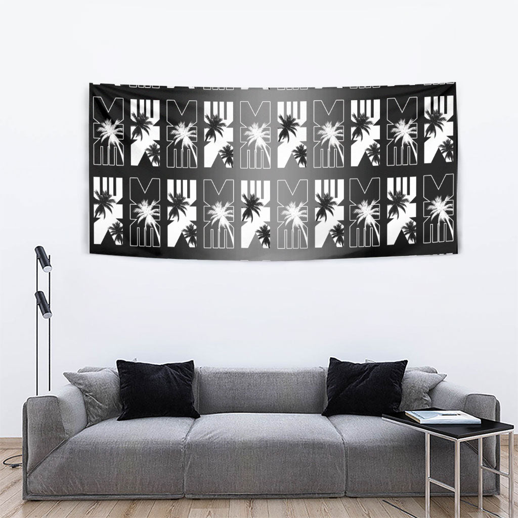Bula Fiji Tapestry Black Makare Masi Tapa Pattern