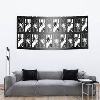 Bula Fiji Tapestry Black Makare Masi Tapa Pattern