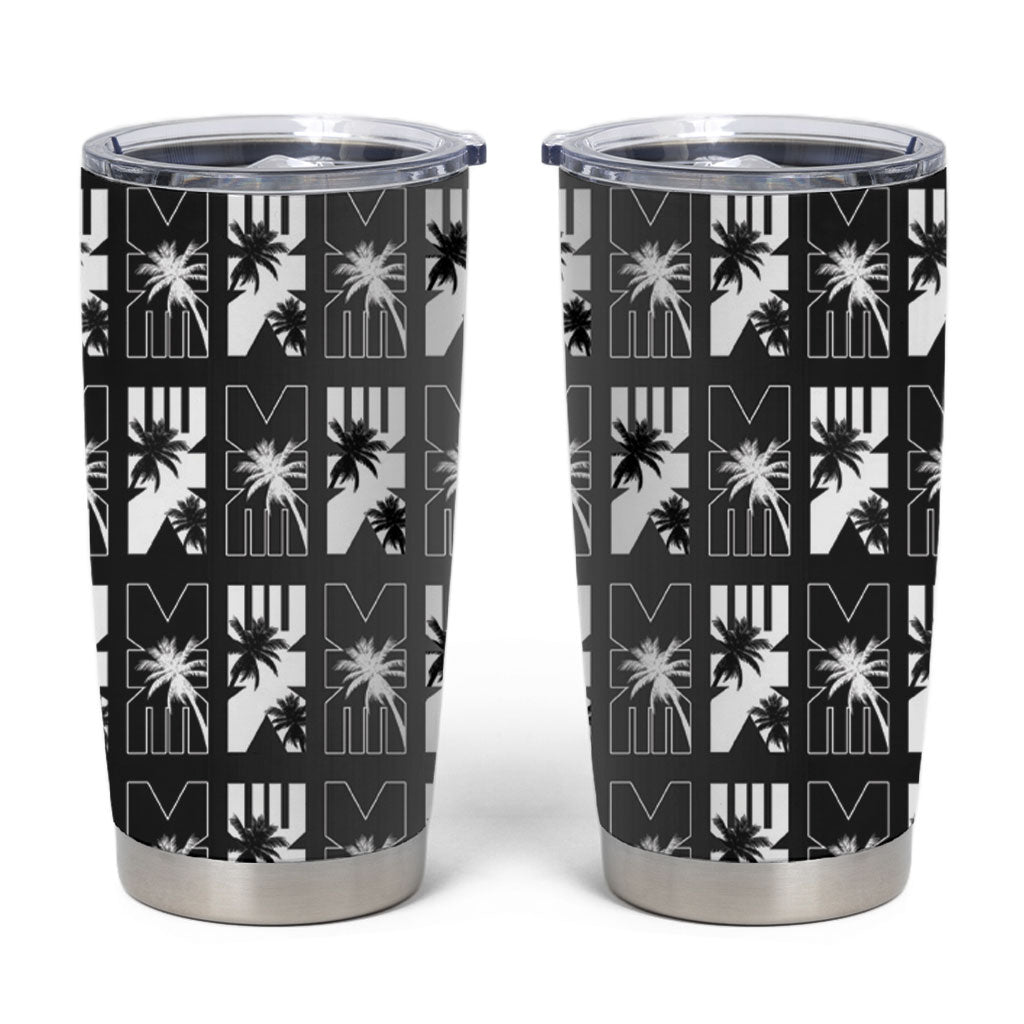 Bula Fiji Tumbler Cup Black Makare Masi Tapa Pattern