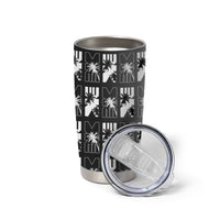 Bula Fiji Tumbler Cup Black Makare Masi Tapa Pattern