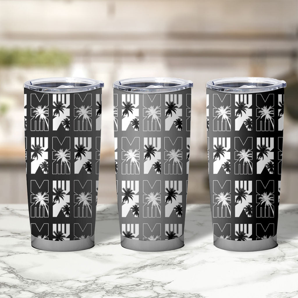 Bula Fiji Tumbler Cup Black Makare Masi Tapa Pattern
