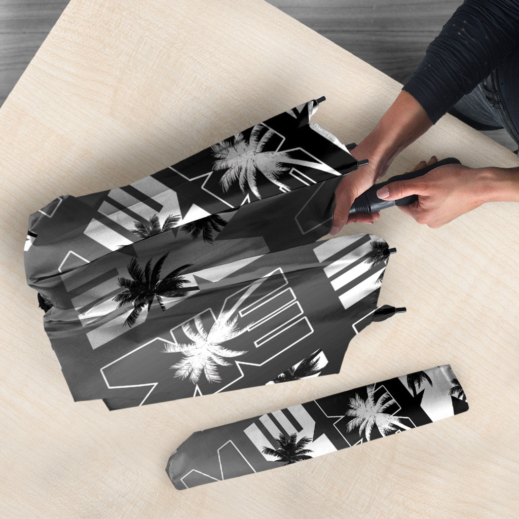 Bula Fiji Umbrella Black Makare Masi Tapa Pattern