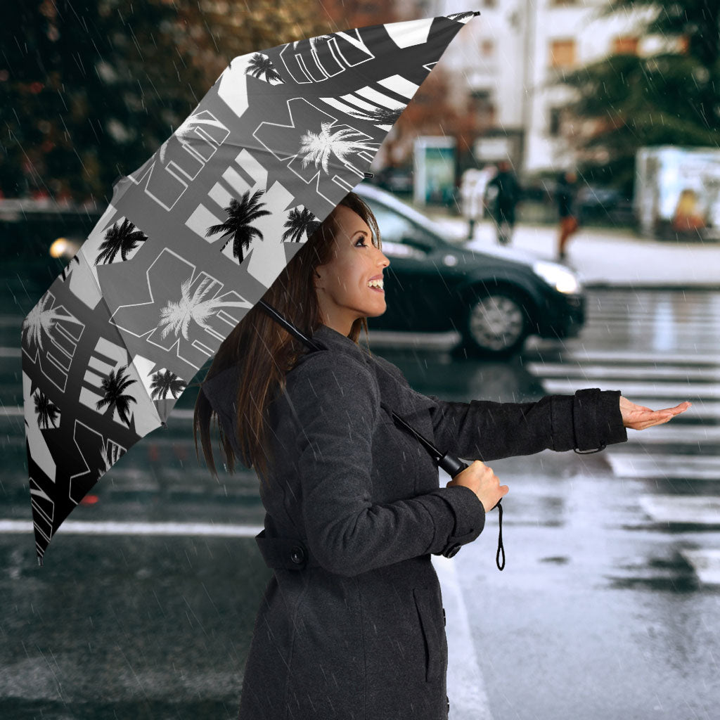Bula Fiji Umbrella Black Makare Masi Tapa Pattern