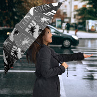 Bula Fiji Umbrella Black Makare Masi Tapa Pattern