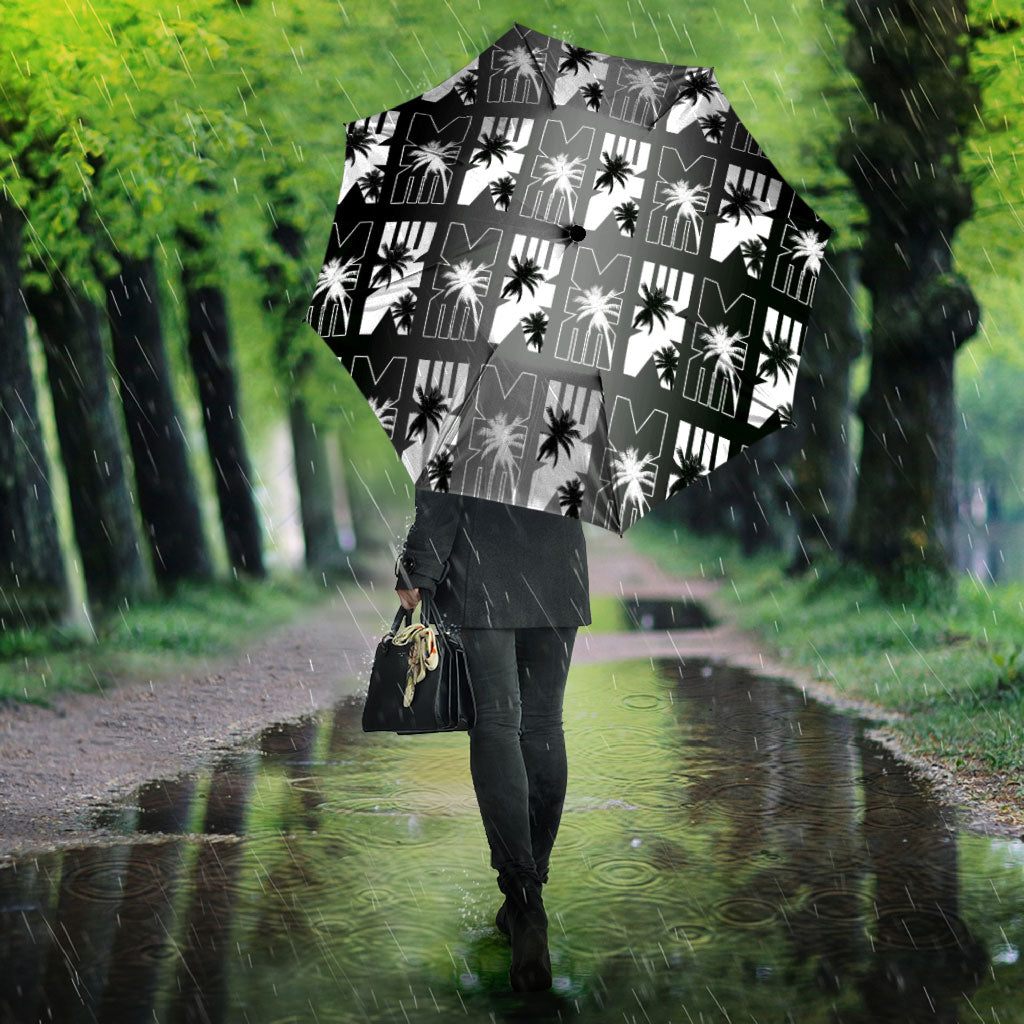 Bula Fiji Umbrella Black Makare Masi Tapa Pattern