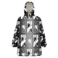 Bula Fiji Wearable Blanket Hoodie Black Makare Masi Tapa Pattern
