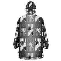 Bula Fiji Wearable Blanket Hoodie Black Makare Masi Tapa Pattern