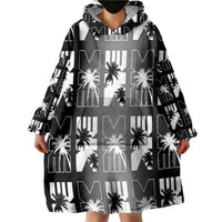 Bula Fiji Wearable Blanket Hoodie Black Makare Masi Tapa Pattern
