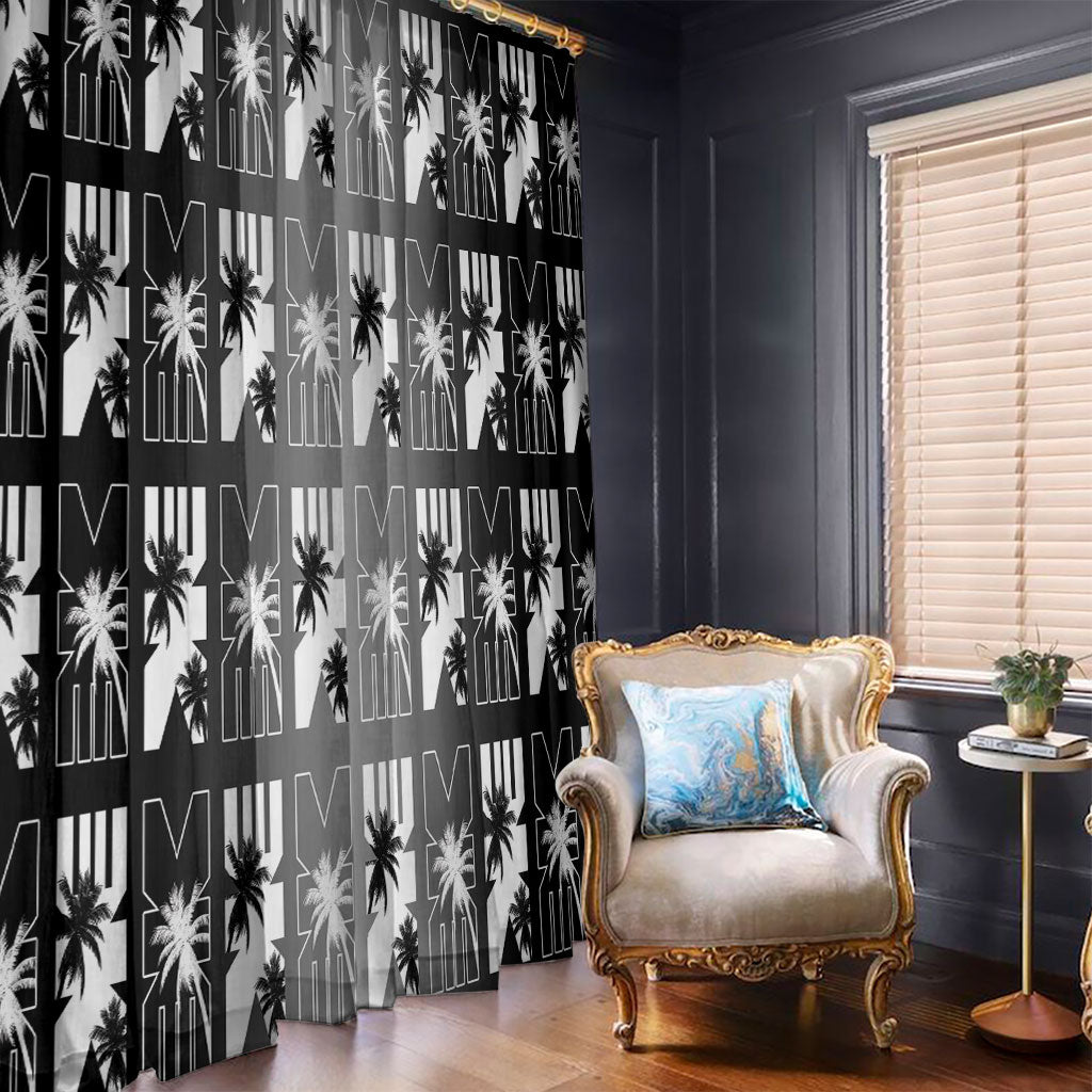 Bula Fiji Window Curtain Black Makare Masi Tapa Pattern