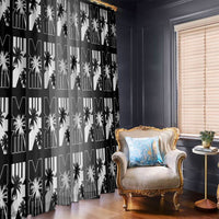 Bula Fiji Window Curtain Black Makare Masi Tapa Pattern