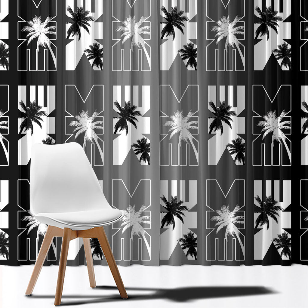 Bula Fiji Window Curtain Black Makare Masi Tapa Pattern