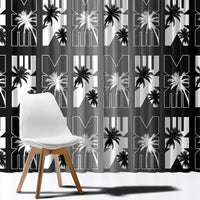Bula Fiji Window Curtain Black Makare Masi Tapa Pattern